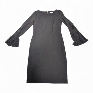 Calvin Klein Black Long-Sleeve Sheath Dress Size 8